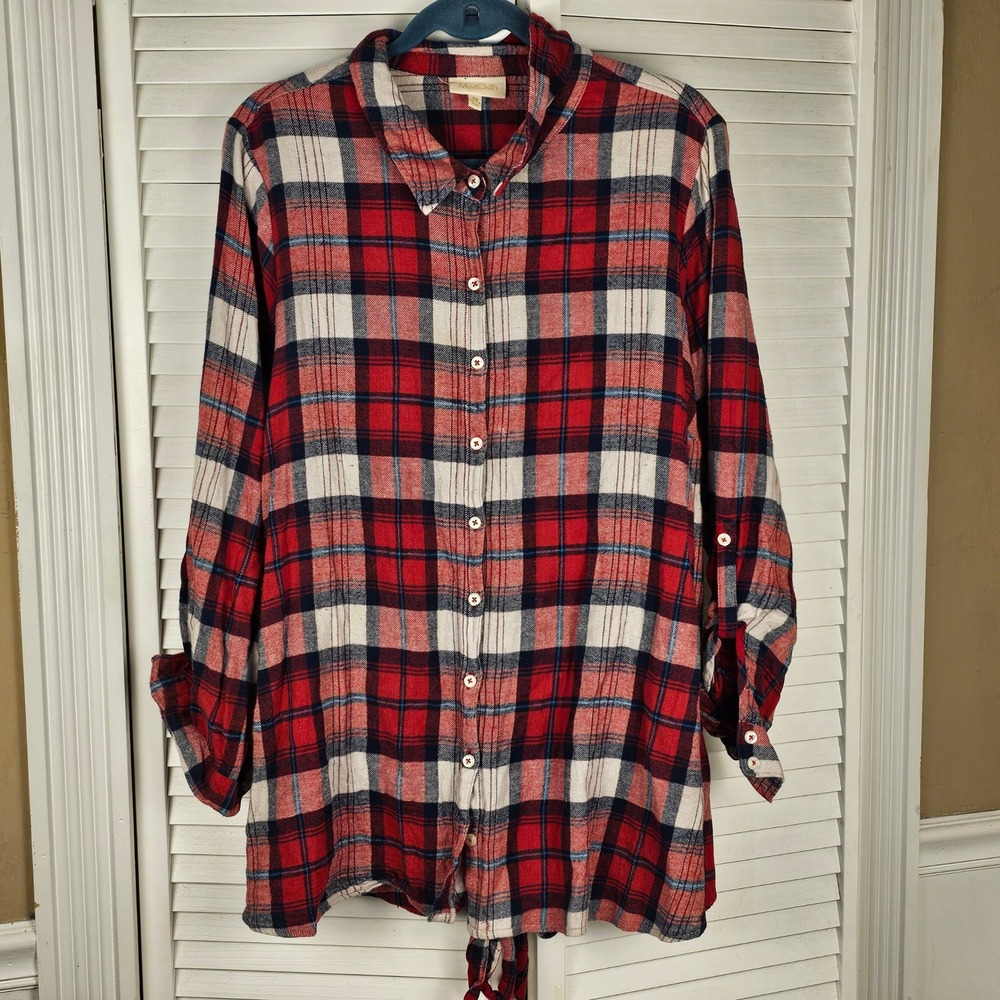 Modcloth Womens Red Plaid‎ Flannel Shirt 3X